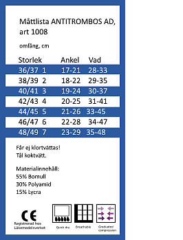 Medisox Antitrombos - Kompressionsklass 1 - Stödstrumpa för förebygga blodproppar
