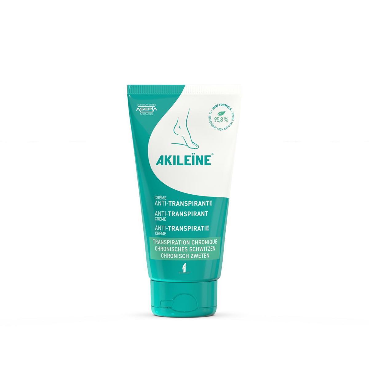Akileine Grön Krämdeo - 75 ml - Antiperspirant kräm för fräscha och torra fötter