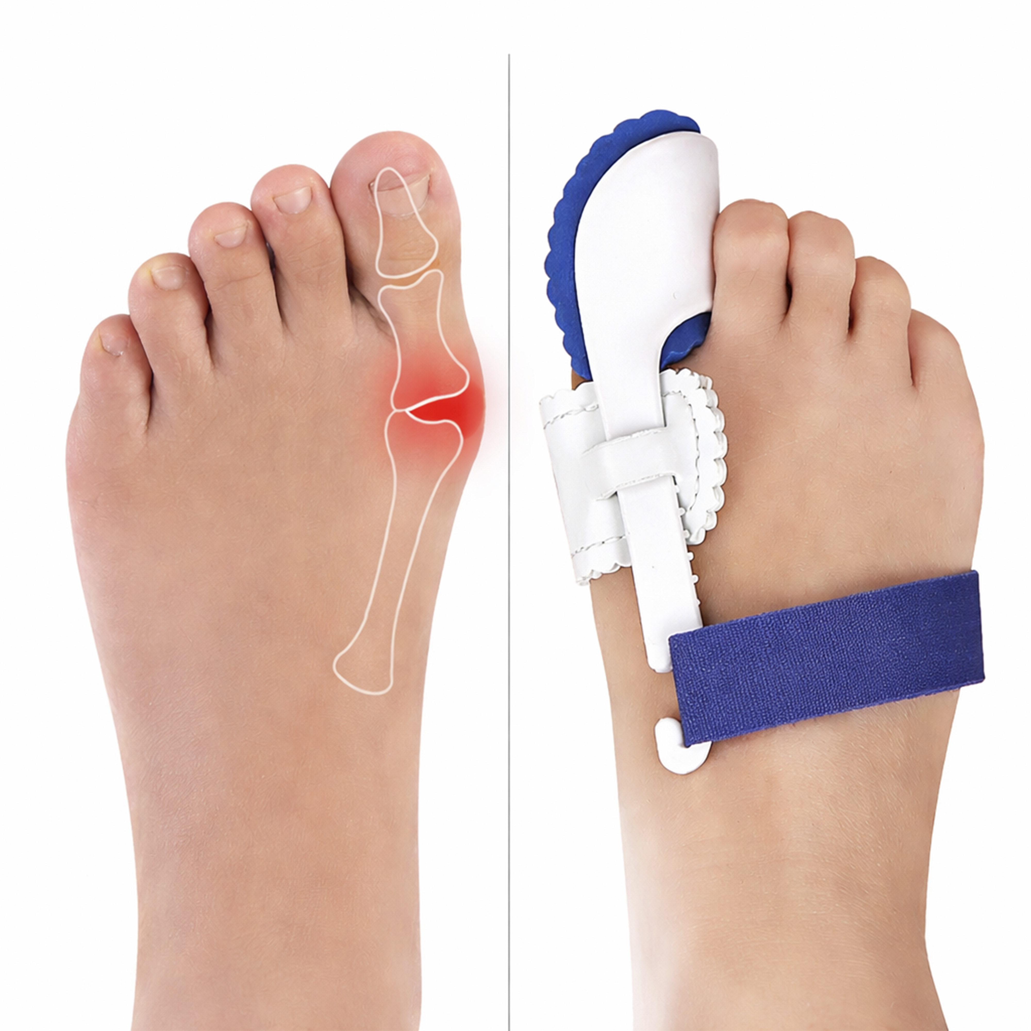 Natstøtte til hallux valgus - 2 stk. - Korrekt skæv storetå med natskinne