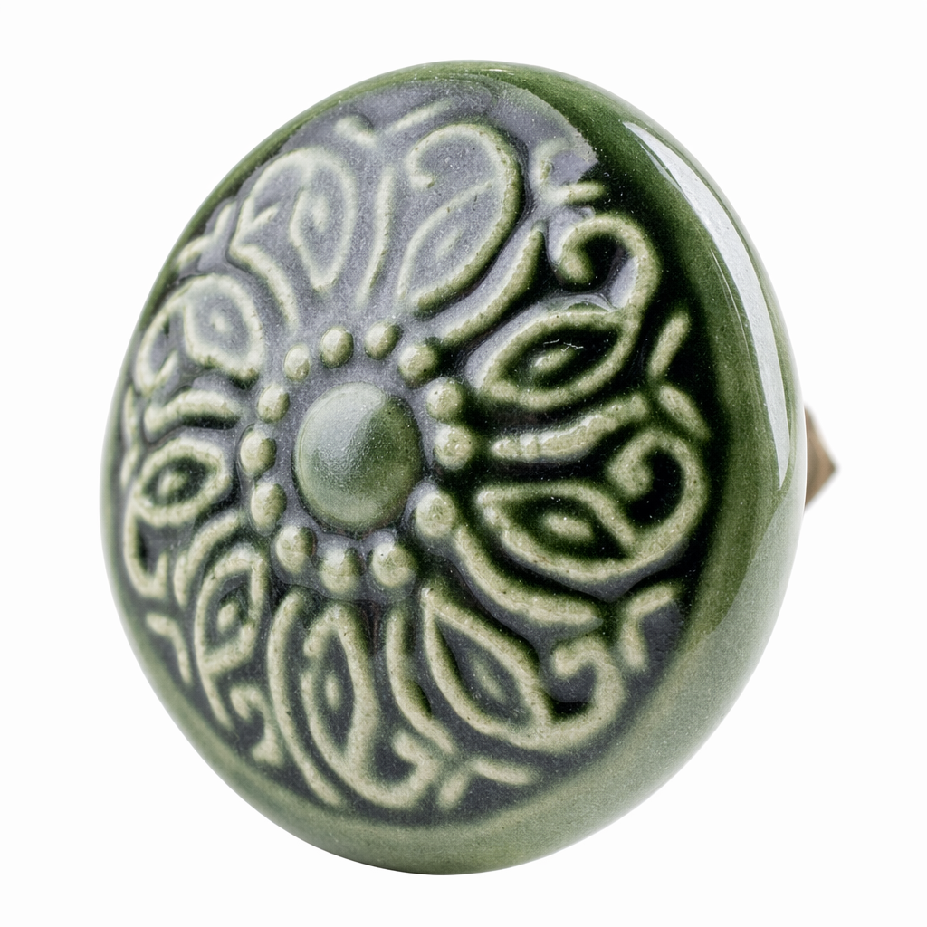 Grön knopp i porslin, blomma