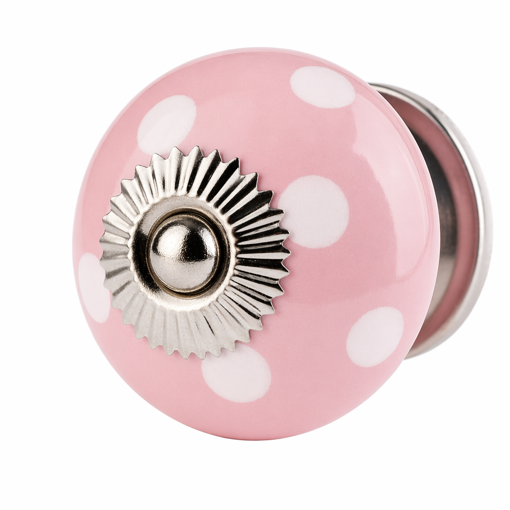 Prickig knopp, rosa med vita prickar